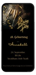 Animierte Champagner-Geburtstagseinladung
