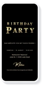 Digitale Einladung Geburtstag mit Musik