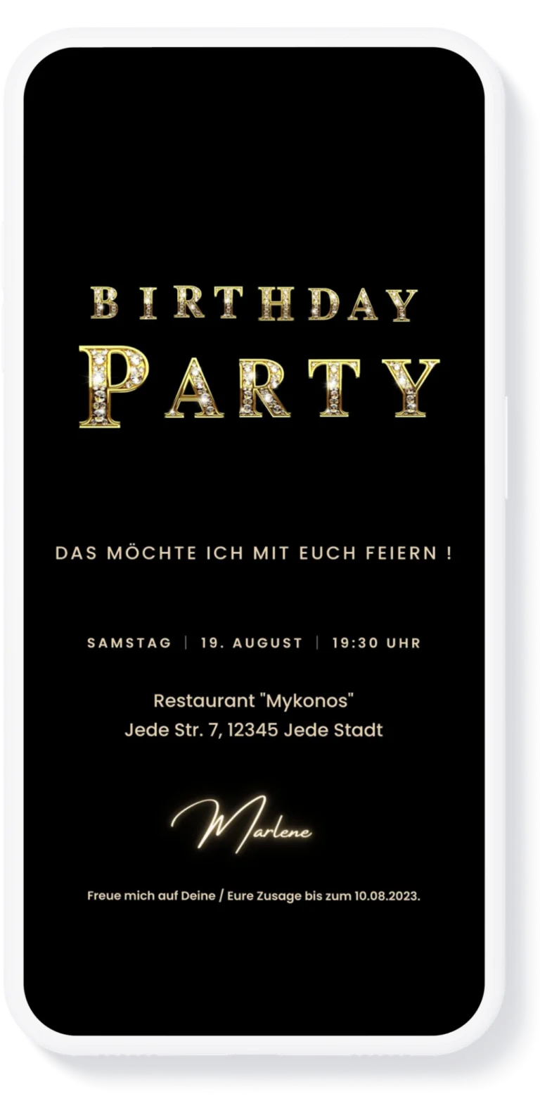 Digitale Einladung Geburtstag mit Musik