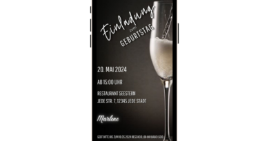 Digitale Einladung Champagner Party