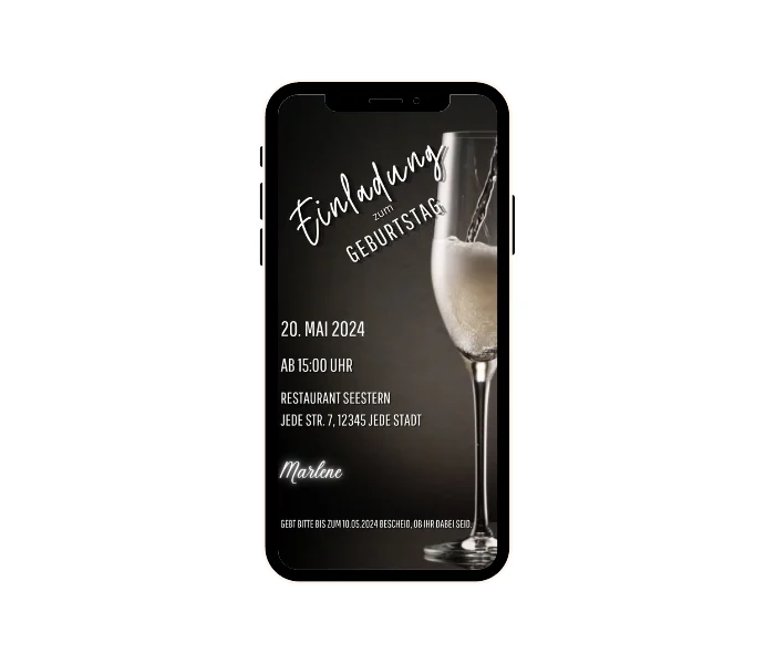 Digitale Einladung Champagner Party