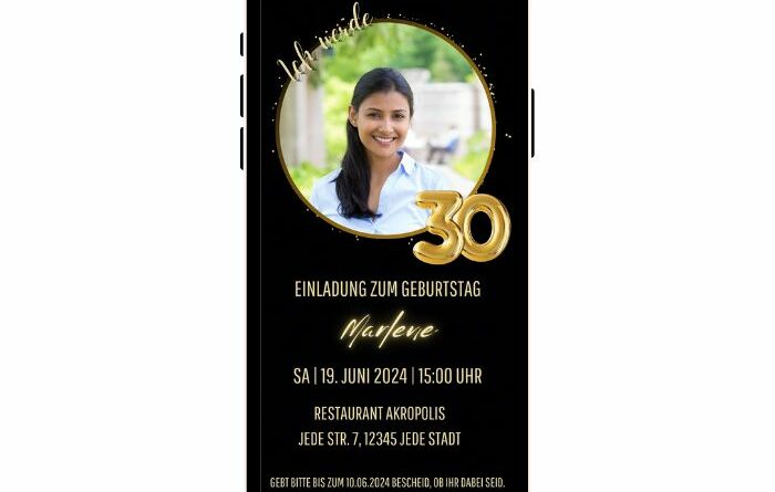 Digitale Einladung zum 30. Geburtstag