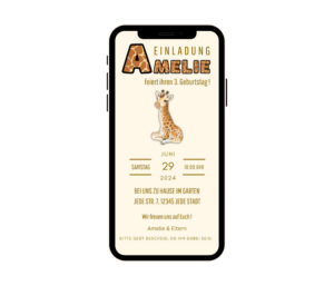 Digitale Einladung Kindergeburtstag Giraffe