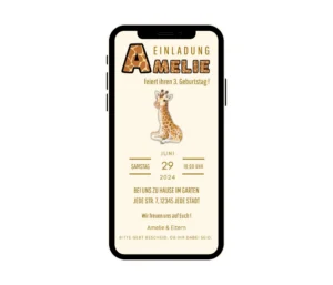 Digitale Einladung Kindergeburtstag Giraffe