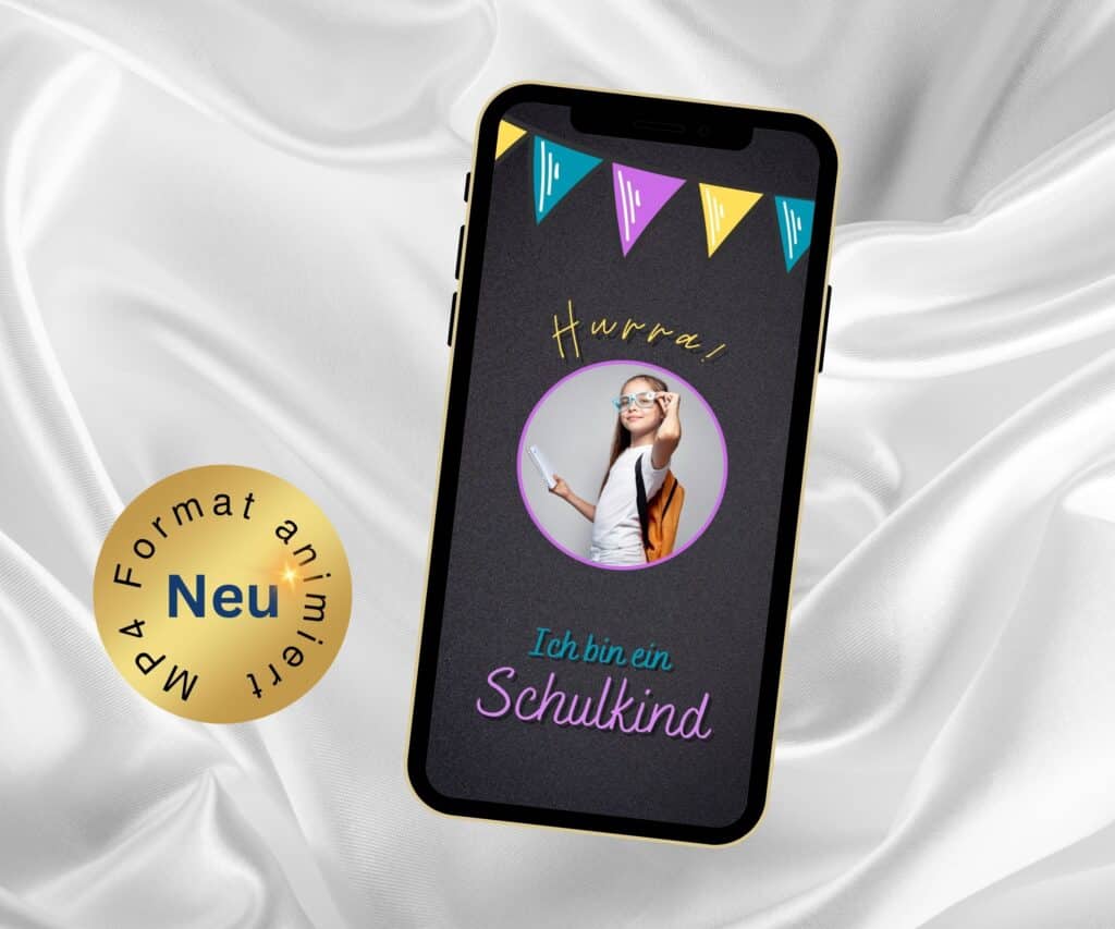 Digitale Einladung Schulanfang Hurra Ich bin ein Schulkind