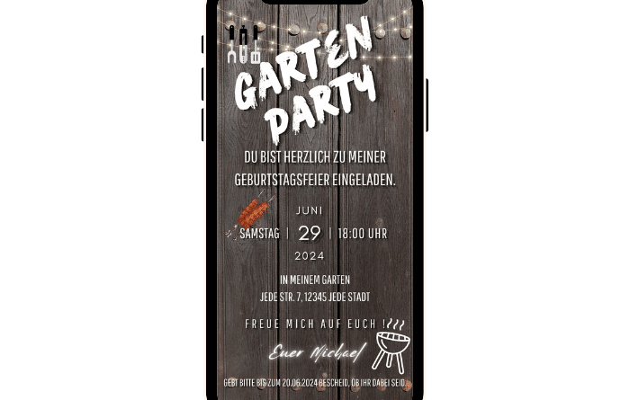 Digitale Einladung Gartenparty