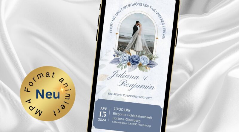 eCard Hochzeit blaue Rosen