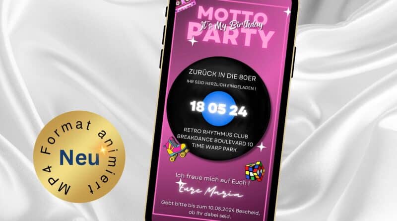 eCard Einladung 80er Mottoparty