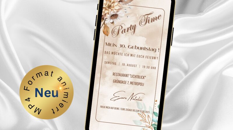 eCard 30. Geburtstag Boho