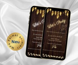 Geburtstagseinladung Lets Party rustikal