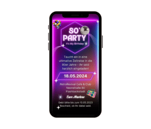 eCard Geburtstag Mottoparty 80er Jahre