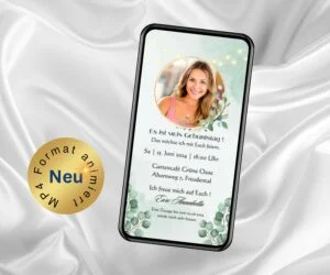 eCard Geburtstag salbeigrün Eukalyptus
