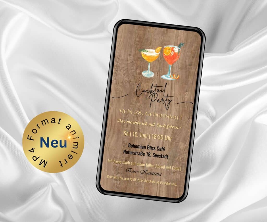 Digitale Einladung Cocktail Party