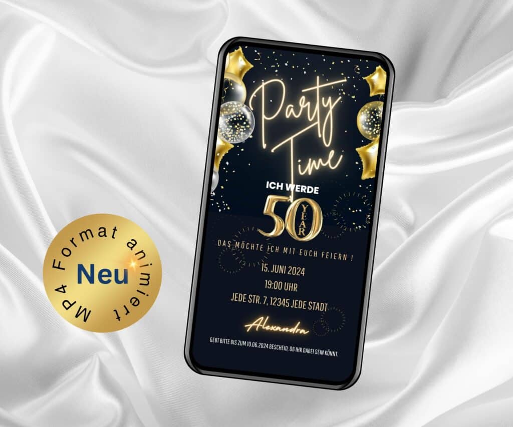 eCard 50. Geburtstag Party Time