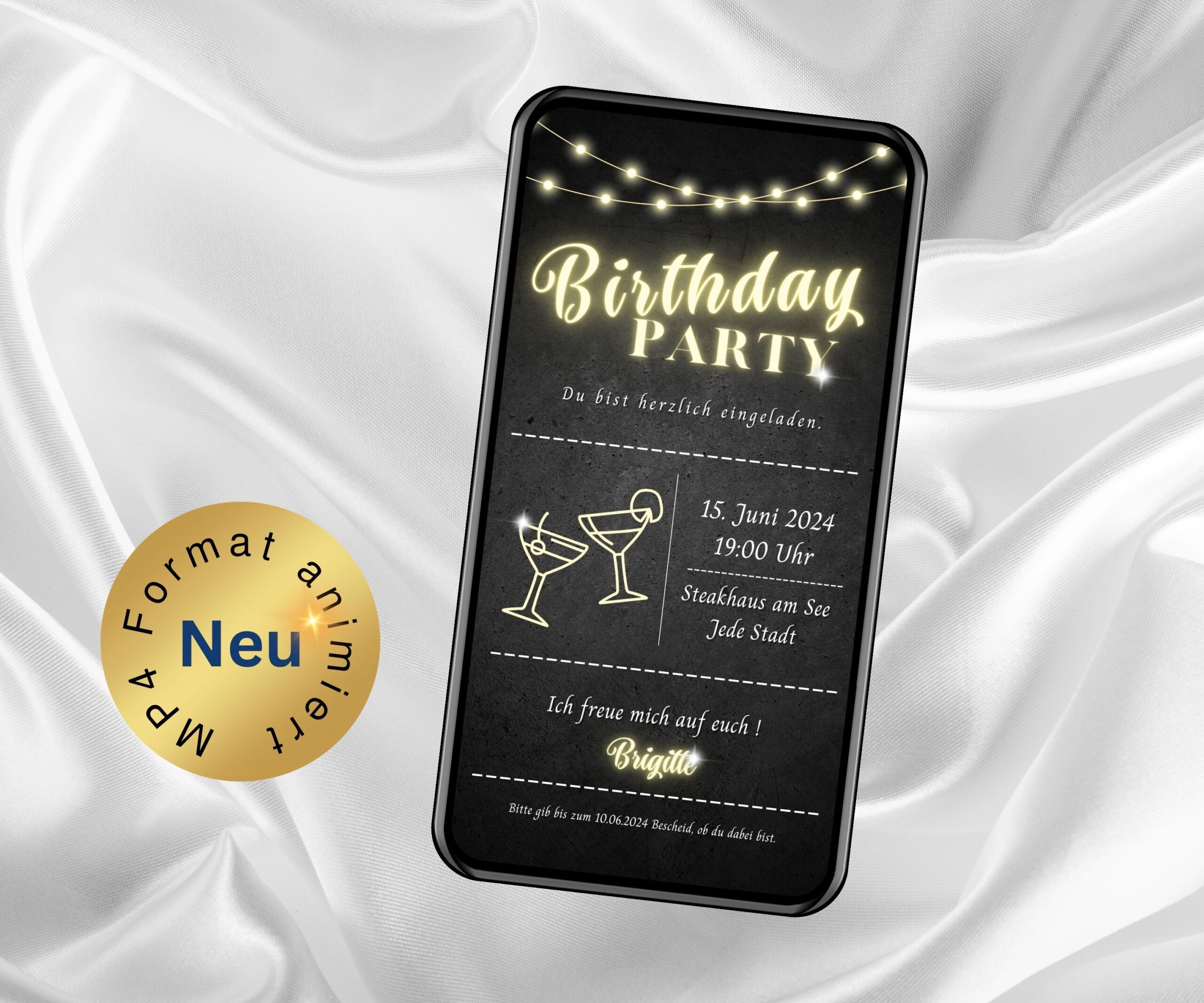 Einladung Zum 50 Geburtstag Per Whatsapp WhatsApp Einladung Birthday Party - eCardino