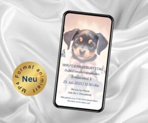 Digitale Einladung Kindergeburtstag Hundewelpe