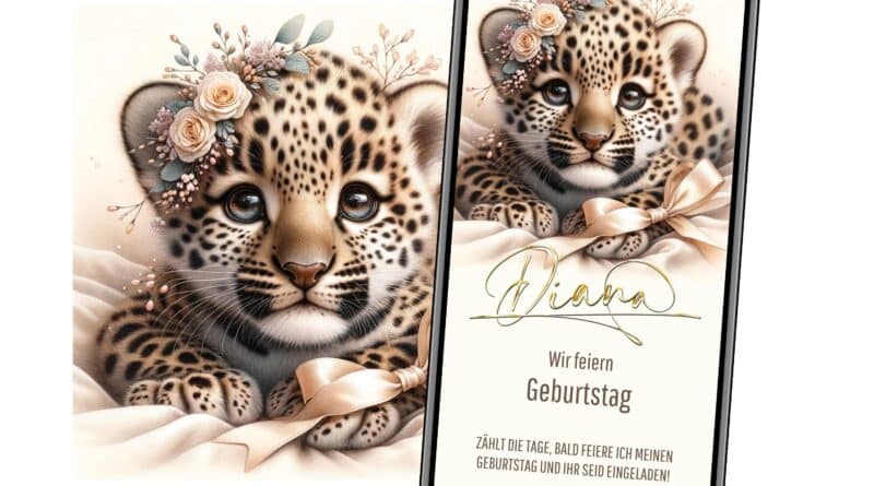 eCard Kindergeburtstag Kleiner Leopard